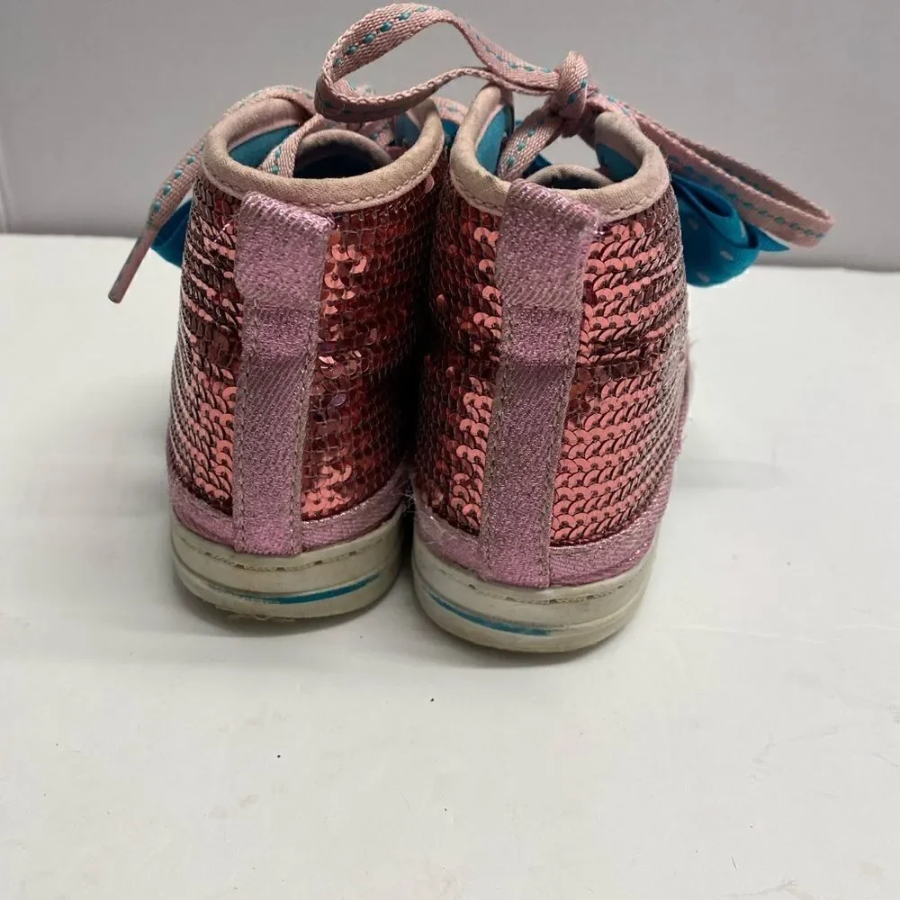 Girls JoJo Siwa pink high top sequin sparkly blue bow sneakers